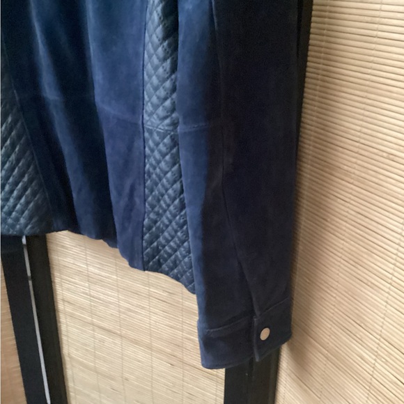 ♦️ ISAAC MIZRAHI Suede Quilted Leather Jacket Sz 8 Navy EUC - Picture 10 of 10